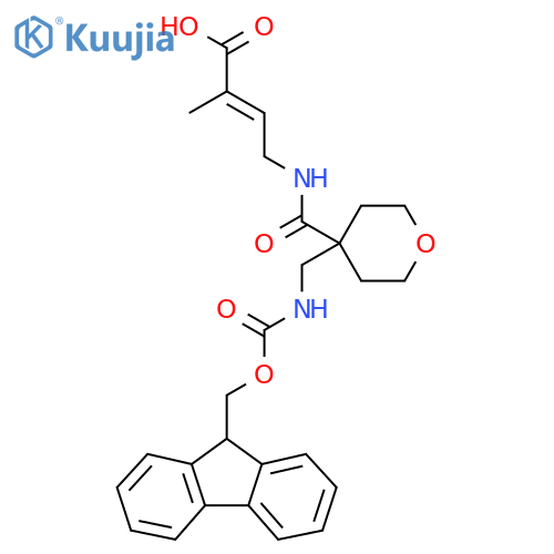 4-({4-({(9H-fluoren-9-yl)methoxycarbonyl}amino)methyloxan-4-yl}formamido)-2-methylbut-2-enoic acid structure