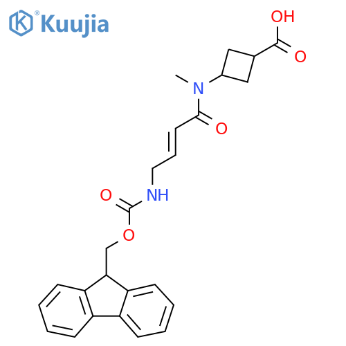 3-4-({(9H-fluoren-9-yl)methoxycarbonyl}amino)-N-methylbut-2-enamidocyclobutane-1-carboxylic acid structure