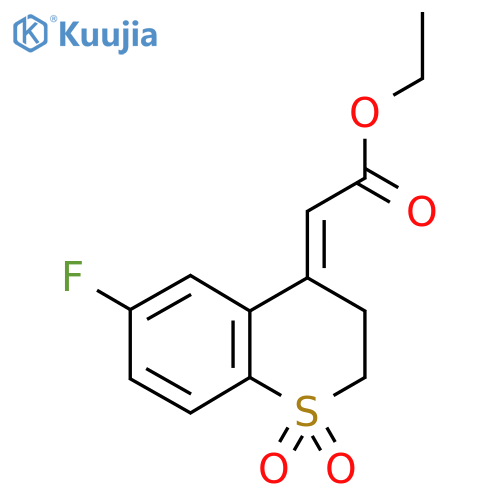ethyl 2-(4E)-6-fluoro-1,1-dioxo-3,4-dihydro-2H-1lambda6-benzothiopyran-4-ylideneacetate structure