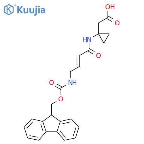 2-{1-4-({(9H-fluoren-9-yl)methoxycarbonyl}amino)but-2-enamidocyclopropyl}acetic acid structure