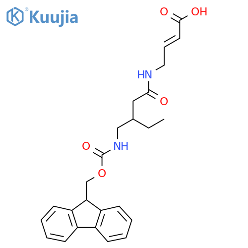 4-{3-({(9H-fluoren-9-yl)methoxycarbonyl}amino)methylpentanamido}but-2-enoic acid structure