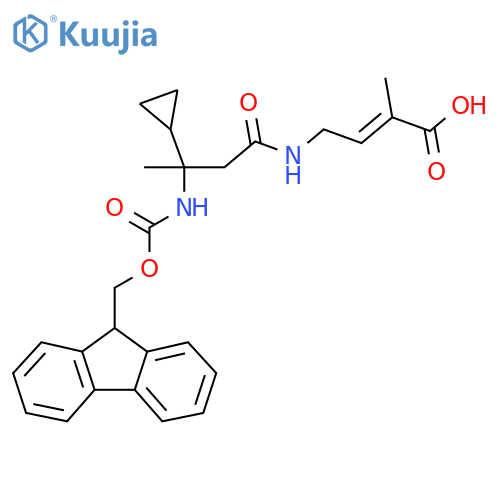 4-3-cyclopropyl-3-({(9H-fluoren-9-yl)methoxycarbonyl}amino)butanamido-2-methylbut-2-enoic acid structure