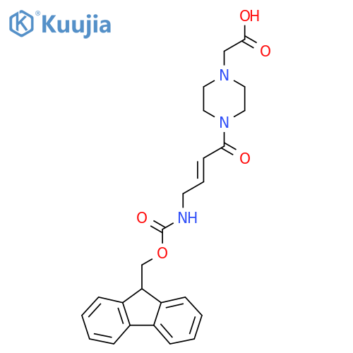 2-{4-4-({(9H-fluoren-9-yl)methoxycarbonyl}amino)but-2-enoylpiperazin-1-yl}acetic acid structure