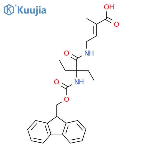 4-2-ethyl-2-({(9H-fluoren-9-yl)methoxycarbonyl}amino)butanamido-2-methylbut-2-enoic acid structure