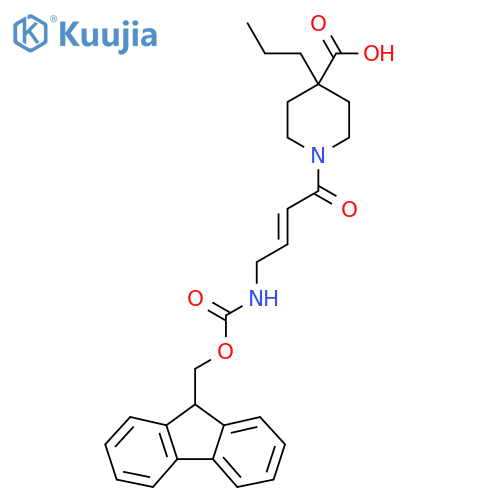 1-4-({(9H-fluoren-9-yl)methoxycarbonyl}amino)but-2-enoyl-4-propylpiperidine-4-carboxylic acid structure
