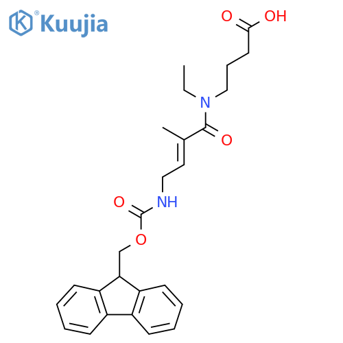 4-N-ethyl-4-({(9H-fluoren-9-yl)methoxycarbonyl}amino)-2-methylbut-2-enamidobutanoic acid structure