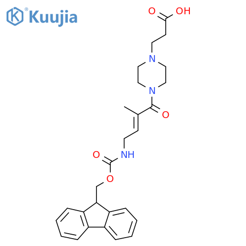 3-{4-4-({(9H-fluoren-9-yl)methoxycarbonyl}amino)-2-methylbut-2-enoylpiperazin-1-yl}propanoic acid structure