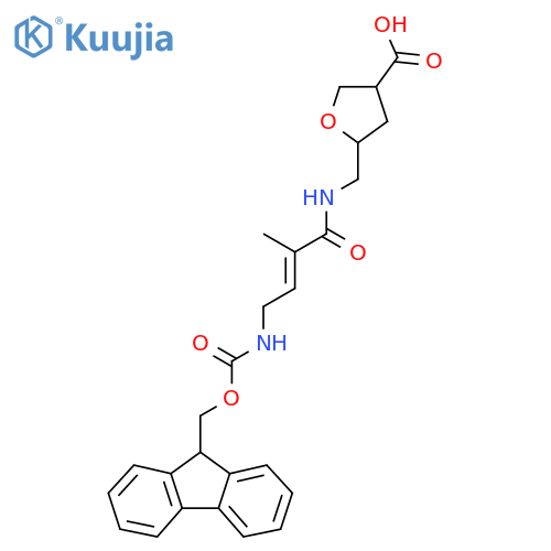 5-{4-({(9H-fluoren-9-yl)methoxycarbonyl}amino)-2-methylbut-2-enamidomethyl}oxolane-3-carboxylic acid structure