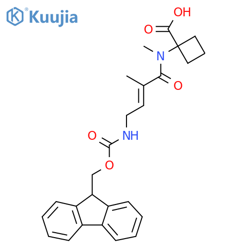 1-4-({(9H-fluoren-9-yl)methoxycarbonyl}amino)-N,2-dimethylbut-2-enamidocyclobutane-1-carboxylic acid structure