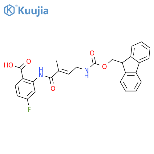 2-4-({(9H-fluoren-9-yl)methoxycarbonyl}amino)-2-methylbut-2-enamido-4-fluorobenzoic acid structure