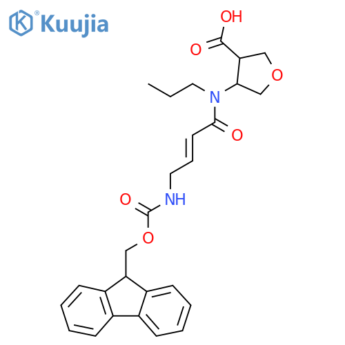 4-4-({(9H-fluoren-9-yl)methoxycarbonyl}amino)-N-propylbut-2-enamidooxolane-3-carboxylic acid structure