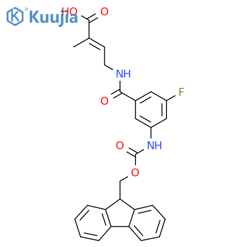4-{3-({(9H-fluoren-9-yl)methoxycarbonyl}amino)-5-fluorophenylformamido}-2-methylbut-2-enoic acid structure