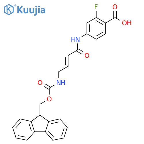 4-4-({(9H-fluoren-9-yl)methoxycarbonyl}amino)but-2-enamido-2-fluorobenzoic acid structure