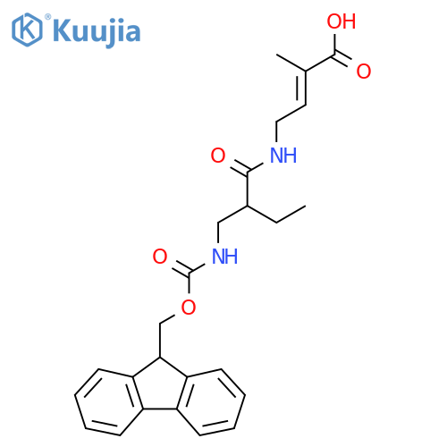 4-{2-({(9H-fluoren-9-yl)methoxycarbonyl}amino)methylbutanamido}-2-methylbut-2-enoic acid structure