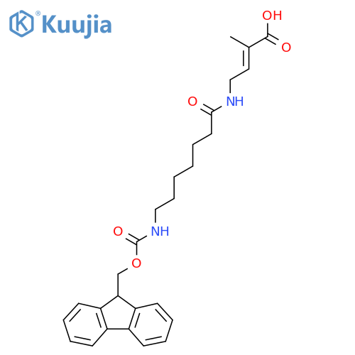 4-[7-({[(9H-fluoren-9-yl)methoxy]carbonyl}amino)heptanamido]-2-methylbut-2-enoic acid structure