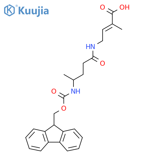4-4-({(9H-fluoren-9-yl)methoxycarbonyl}amino)pentanamido-2-methylbut-2-enoic acid structure
