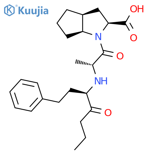 1-{N-2-Oxo-1-(2-phenylethyl)pentyl-D-alanyl}octahydrocyclopentabpyrrole-2-carboxylic acid structure