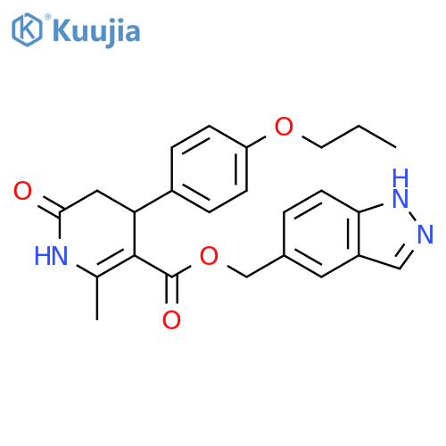 (1H-indazol-5-yl)methyl 2-methyl-6-oxo-4-(4-propoxyphenyl)-1,4,5,6-tetrahydropyridine-3-carboxylate structure
