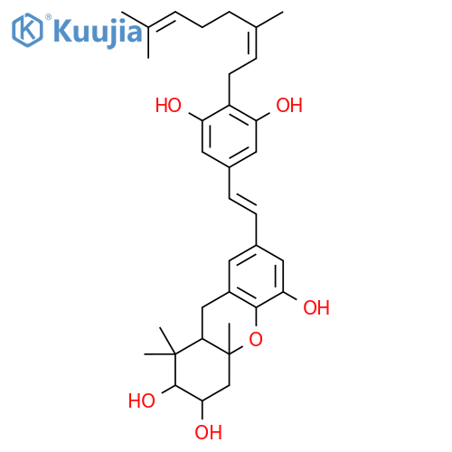 (2S,3R,4aR,9aR)-7-[(E)-2-{4-[(2E)-3,7-dimethylocta-2,6-dien-1-yl]-3,5-dihydroxyphenyl}ethenyl]-1,1,4a-trimethyl-2,3,4,4a,9,9a-hexahydro-1H-xanthene-2,3,5-triol structure