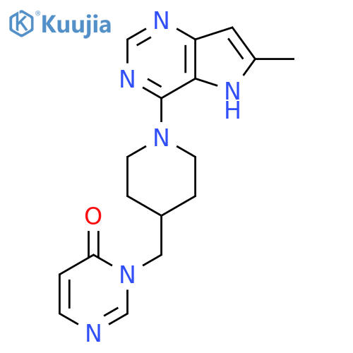 3-(1-{6-methyl-5H-pyrrolo3,2-dpyrimidin-4-yl}piperidin-4-yl)methyl-3,4-dihydropyrimidin-4-one structure