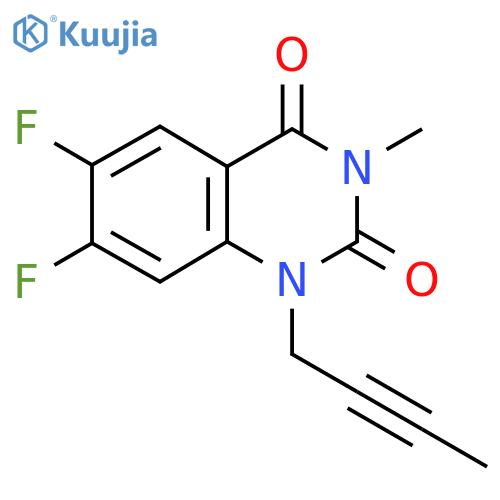 1-(but-2-yn-1-yl)-6,7-difluoro-3-methyl-1,2,3,4-tetrahydroquinazoline-2,4-dione structure