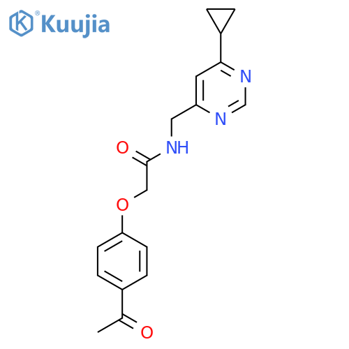 2-(4-acetylphenoxy)-N-[(6-cyclopropylpyrimidin-4-yl)methyl]acetamide structure