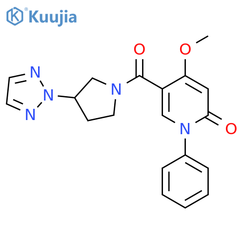4-methoxy-1-phenyl-5-3-(2H-1,2,3-triazol-2-yl)pyrrolidine-1-carbonyl-1,2-dihydropyridin-2-one structure
