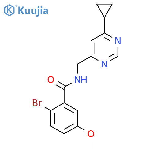 2-bromo-N-[(6-cyclopropylpyrimidin-4-yl)methyl]-5-methoxybenzamide structure