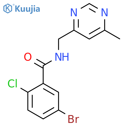 5-bromo-2-chloro-N-[(6-methylpyrimidin-4-yl)methyl]benzamide structure