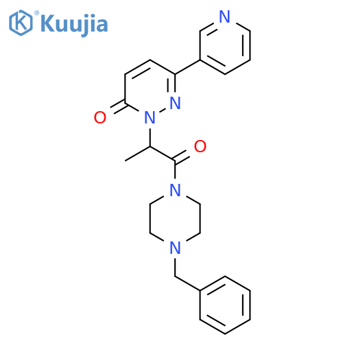 2-[1-(4-benzylpiperazin-1-yl)-1-oxopropan-2-yl]-6-(pyridin-3-yl)-2,3-dihydropyridazin-3-one structure