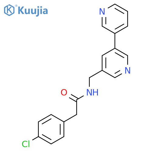 N-({[3,3'-bipyridine]-5-yl}methyl)-2-(4-chlorophenyl)acetamide structure