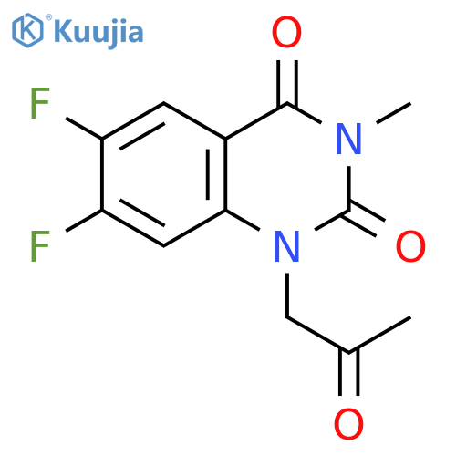 6,7-difluoro-3-methyl-1-(2-oxopropyl)-1,2,3,4-tetrahydroquinazoline-2,4-dione structure
