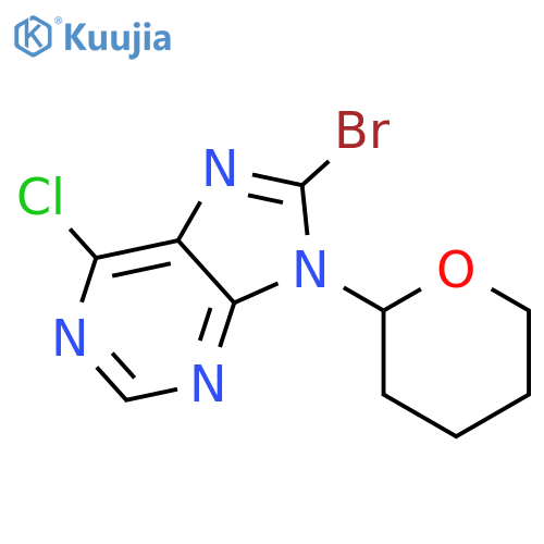 8-Bromo-6-chloro-9-(tetrahydro-2H-pyran-2-yl)-9H-purine structure