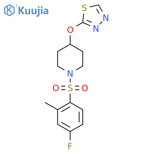 1-(4-fluoro-2-methylbenzenesulfonyl)-4-(1,3,4-thiadiazol-2-yloxy)piperidine structure