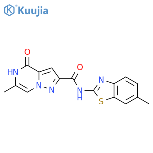6-methyl-N-(6-methyl-1,3-benzothiazol-2-yl)-4-oxo-4H,5H-pyrazolo[1,5-a]pyrazine-2-carboxamide structure