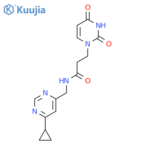 N-[(6-cyclopropylpyrimidin-4-yl)methyl]-3-(2,4-dioxo-1,2,3,4-tetrahydropyrimidin-1-yl)propanamide structure
