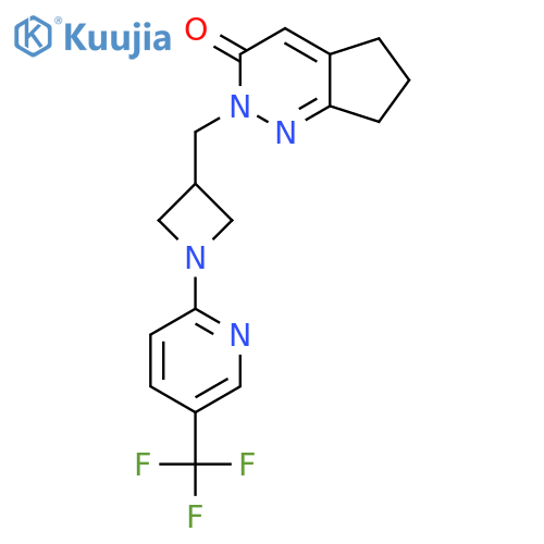 2-({1-5-(trifluoromethyl)pyridin-2-ylazetidin-3-yl}methyl)-2H,3H,5H,6H,7H-cyclopentacpyridazin-3-one structure