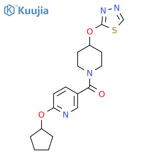 2-(cyclopentyloxy)-5-4-(1,3,4-thiadiazol-2-yloxy)piperidine-1-carbonylpyridine structure