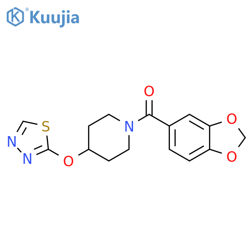 1-(2H-1,3-benzodioxole-5-carbonyl)-4-(1,3,4-thiadiazol-2-yloxy)piperidine structure