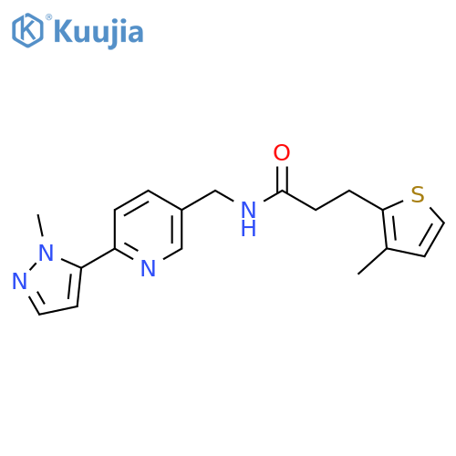 N-{6-(1-methyl-1H-pyrazol-5-yl)pyridin-3-ylmethyl}-3-(3-methylthiophen-2-yl)propanamide structure