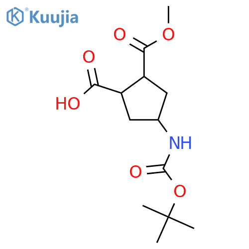 4-{(tert-butoxy)carbonylamino}-2-(methoxycarbonyl)cyclopentane-1-carboxylic acid structure