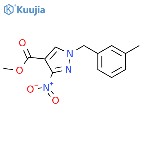 1H-Pyrazole-4-carboxylic acid, 1-[(3-methylphenyl)methyl]-3-nitro-, methyl ester structure