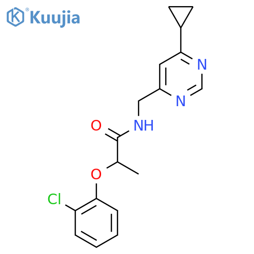 2-(2-chlorophenoxy)-N-[(6-cyclopropylpyrimidin-4-yl)methyl]propanamide structure