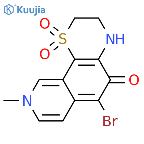 5H-Pyrido[4,3-h]-1,4-benzothiazin-5-one, 6-bromo-2,3,4,9-tetrahydro-9-methyl-, 1,1-dioxide structure