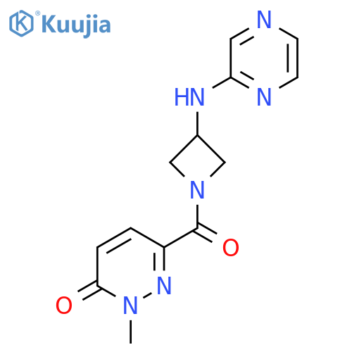 2-methyl-6-{3-[(pyrazin-2-yl)amino]azetidine-1-carbonyl}-2,3-dihydropyridazin-3-one structure