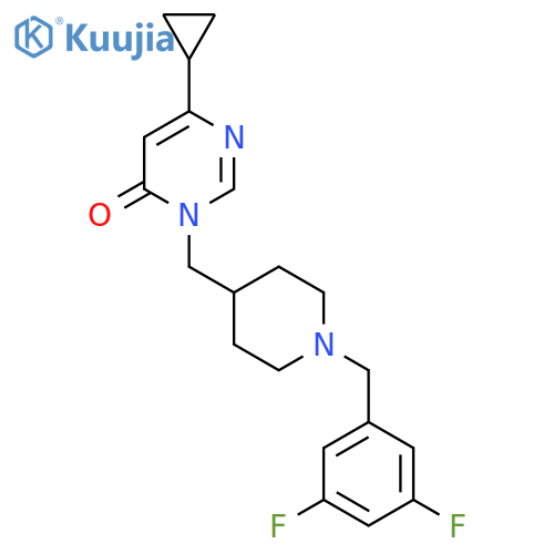 6-cyclopropyl-3-({1-(3,5-difluorophenyl)methylpiperidin-4-yl}methyl)-3,4-dihydropyrimidin-4-one structure