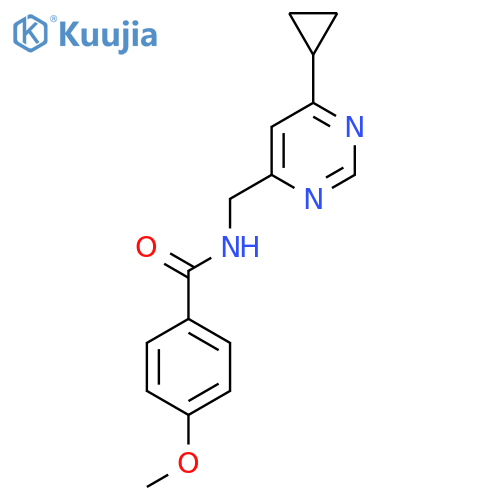 N-[(6-cyclopropylpyrimidin-4-yl)methyl]-4-methoxybenzamide structure