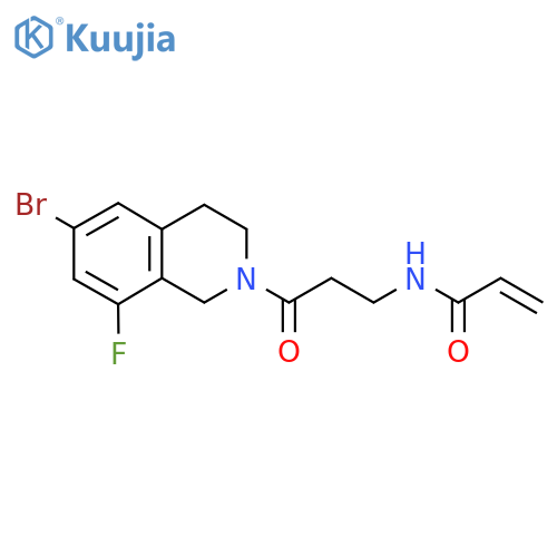 N-[3-(6-bromo-8-fluoro-1,2,3,4-tetrahydroisoquinolin-2-yl)-3-oxopropyl]prop-2-enamide structure