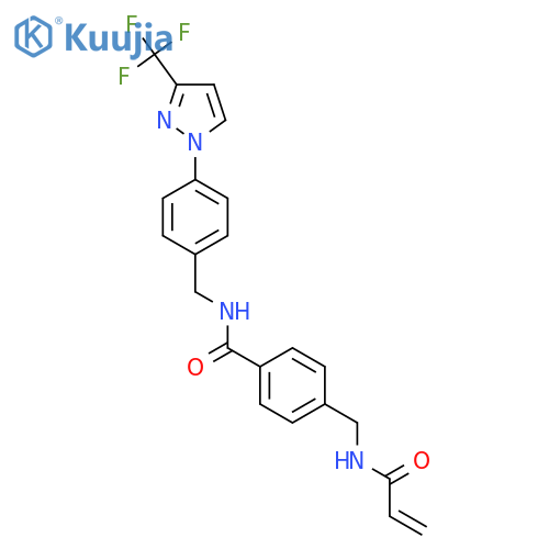 4-[(prop-2-enamido)methyl]-N-({4-[3-(trifluoromethyl)-1H-pyrazol-1-yl]phenyl}methyl)benzamide structure