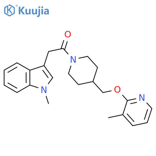 2-(1-methyl-1H-indol-3-yl)-1-(4-{[(3-methylpyridin-2-yl)oxy]methyl}piperidin-1-yl)ethan-1-one structure